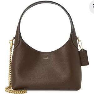 Coach Brown Leather Shoulder Bag 23 with Gold Chain